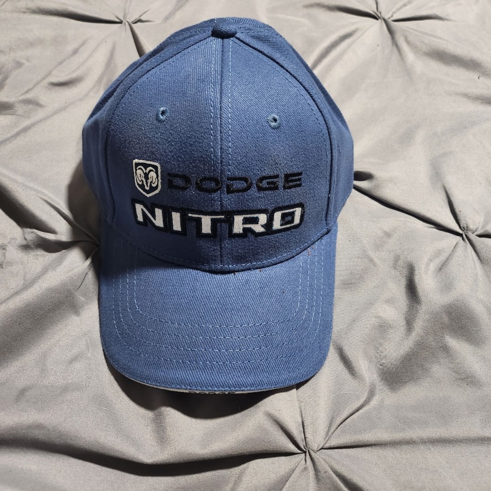Dodge Nitro Hat Blue Embroidered Ram Logo Mopar Automotive Baseball Cap Hat